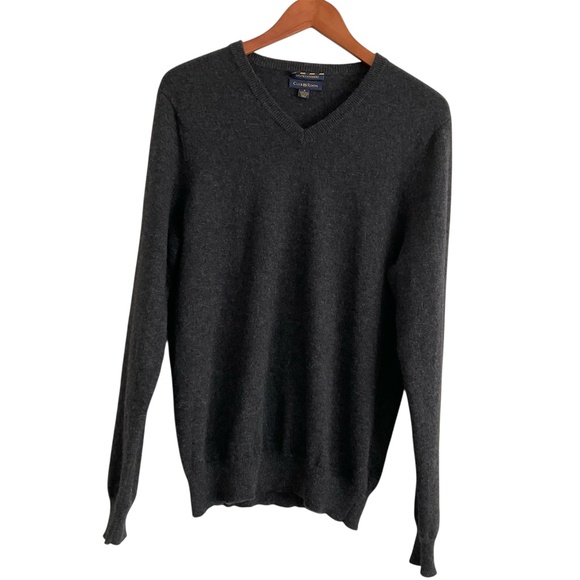 Club Room Mens Estate Cashmere V-Neck Sweater Sz S Gray Old Money Dadcore Preppy - Picture 1 of 7